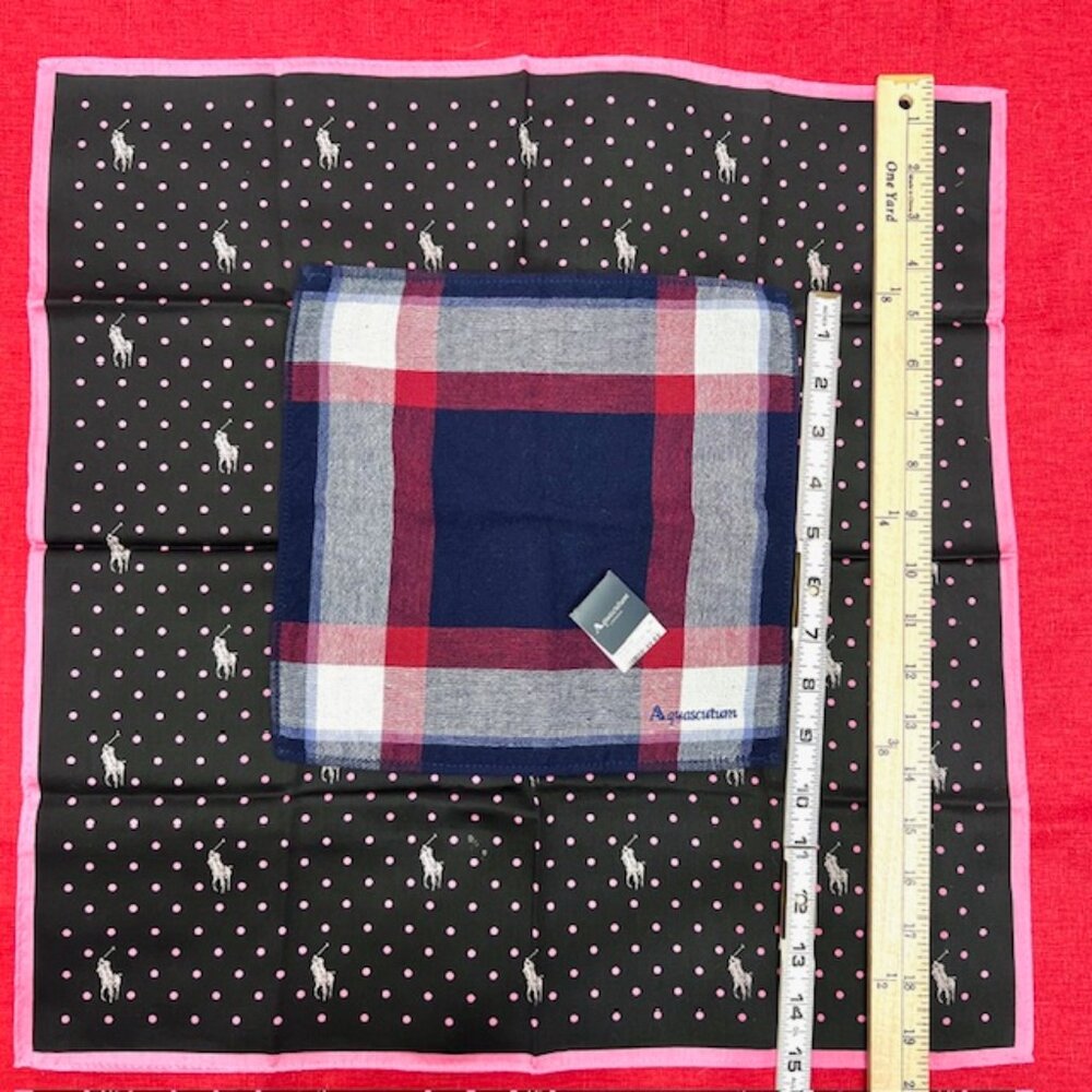 New HandTowel & MiniScarf Polo R. Laurent & Aquascutum London Black pink dot (91 - Picture 11 of 11